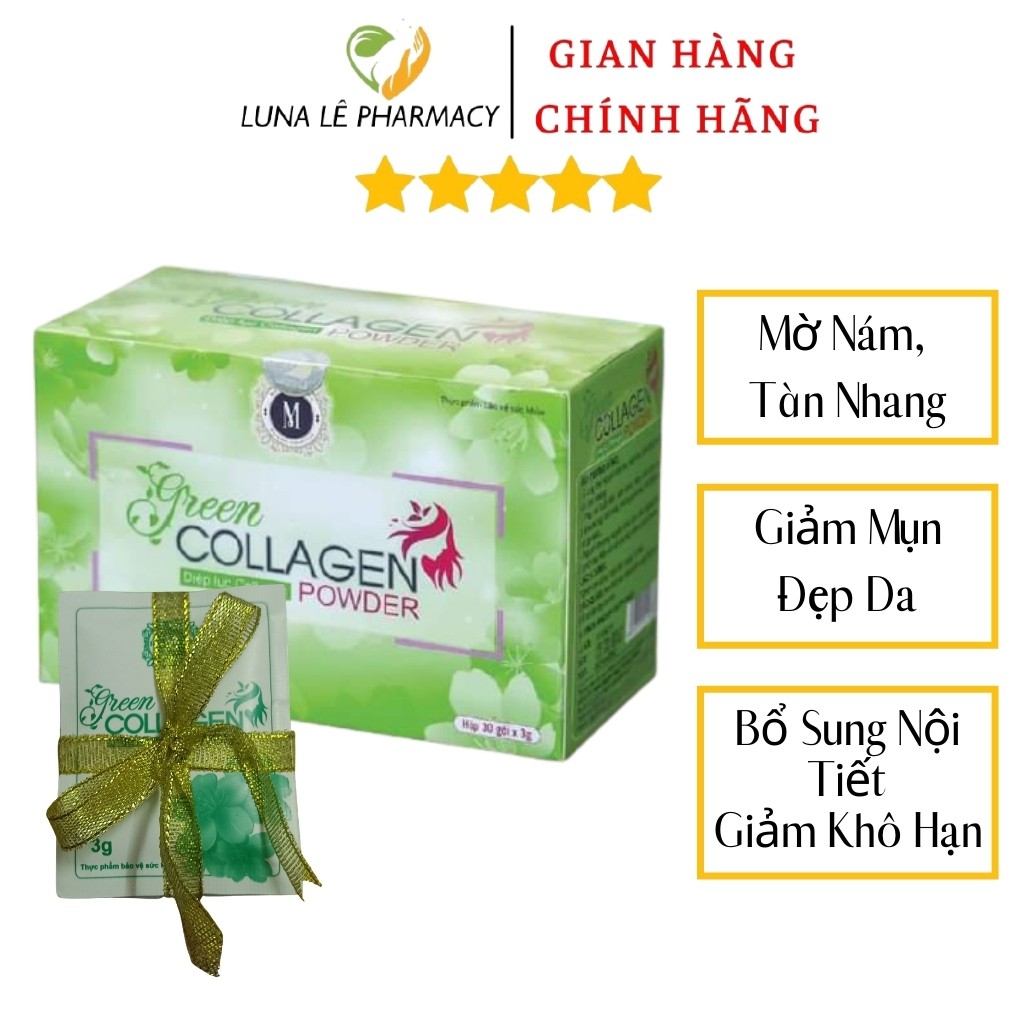 Diệp Lục Collagen Mờ Nám Tàn Nhang Hết Mụn Đẹp Da Hộp 30 Gói