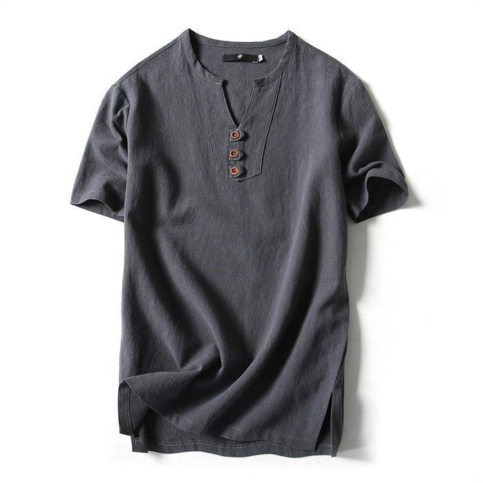 Áo Thun Cotton Cổ Chữ V Tay Lửng Dáng Rộng Thời Trang Mùa Hè Cho Nam 2022