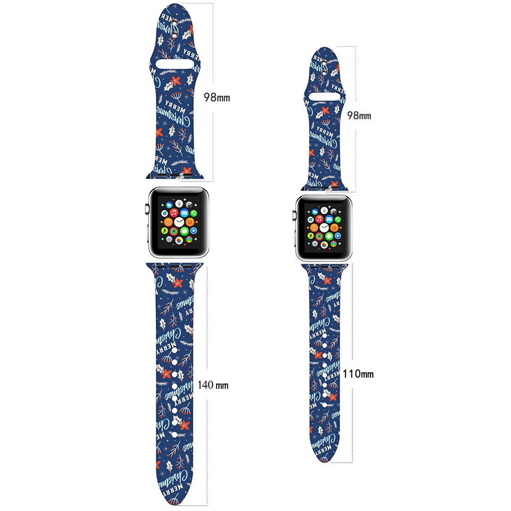 Dây Đeo Đồng Hồ In Họa Tiết Hoạt Hình Phong Cách Giáng Sinh 45 41 44 40 38 42Mm Cho iWatch 7 5 4 3 2 1 6 SE m