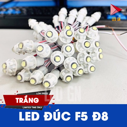 LED Đúc F5 Đế 9mm - Chống Nước [ Dây 50 Bóng ]