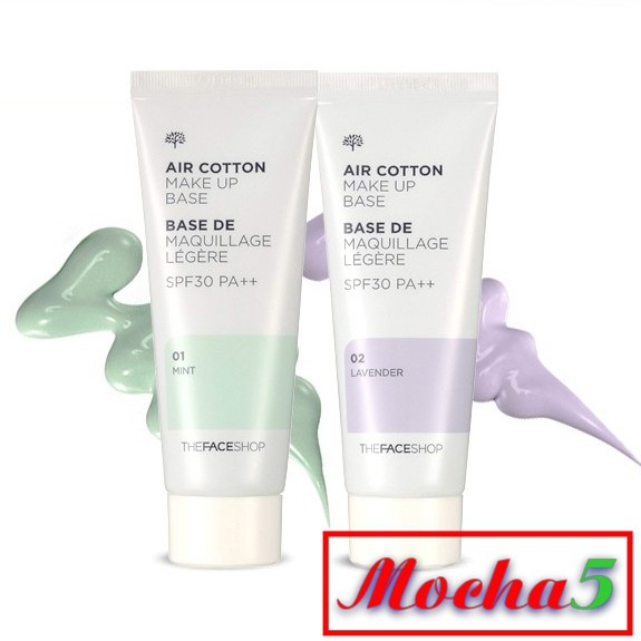 Kem lót The Face Shop Air Cotton Makeup Base TFS SPF30 PA++ 40ml kiềm dầu và hiệu chỉnh tông da