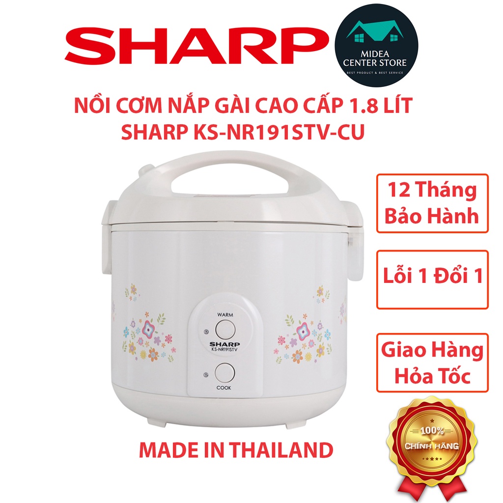 [Chính hãng-Made in ThaiLand] Nồi cơm điện Sharp KS-NR191STV-CU, lỗi 1 đổi 1, Bảo hành 12 tháng toàn quốc
