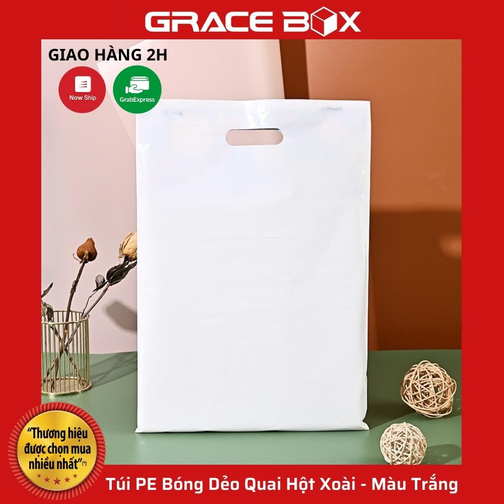 {Giá Sỉ} Túi PE Bóng Dẻo Màu Trắng - Quai Hột Xoài Đựng Phụ Kiện, Quần Áo - Siêu Thị Bao Bì Grace Box