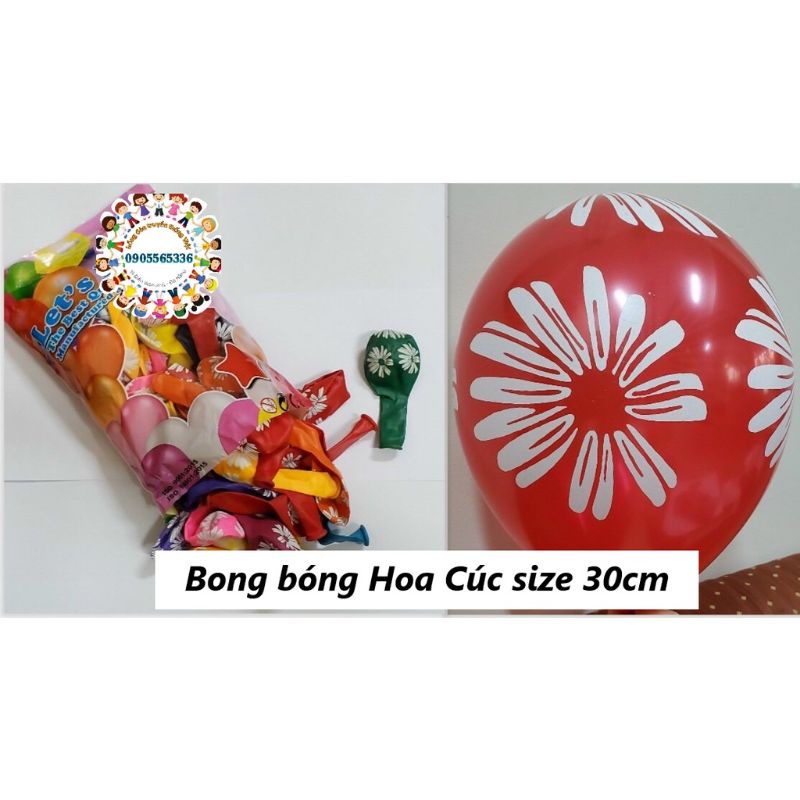 Set 50 Bong bóng in 5 mặt cao su siêu dày in hoạ tiết trang trí sinh nhật, trang trí tiệc gia đình