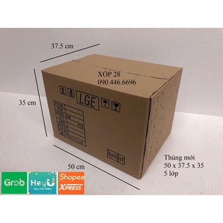 Ảnh chụp 50x38x35 mới cứng 5 lớp hộp thùng giấy bìa carton dùng đóng gói hàng hóa chuyển nhà giá rẻ to nhỏ vừa tại Hà Nội