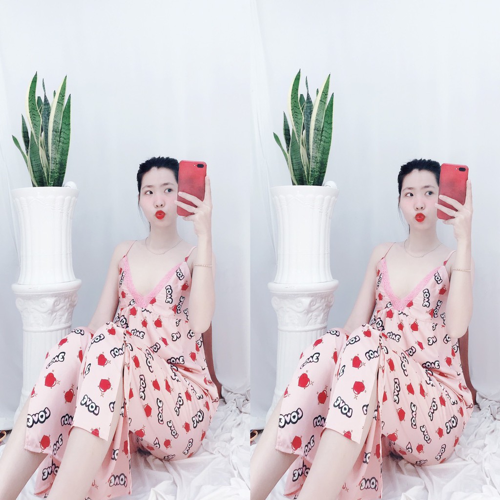 Đồ Ngủ Nữ Pijama Mặc Nhà Sexy 2 Dây Quần Dài Quyến Rũ Vải Mịn | BigBuy360 - bigbuy360.vn