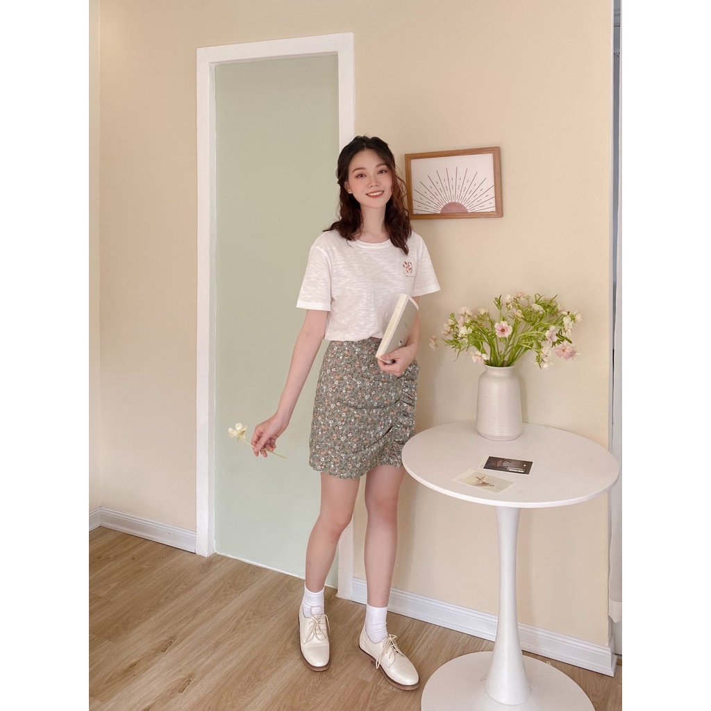 Chân váy floral dáng chữ A mix bèo MADELEN