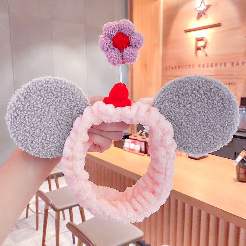Băng Đô Cài Tóc Rửa Mặt Trang Điểm Chống Trượt Hình Bông Hoa Nhỏ Dễ Thương