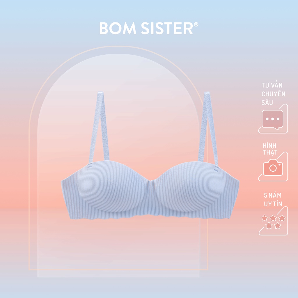 Áo lót mút mỏng su đúc không gọng cúp ngang màu trơn BOM SISTER A25019
