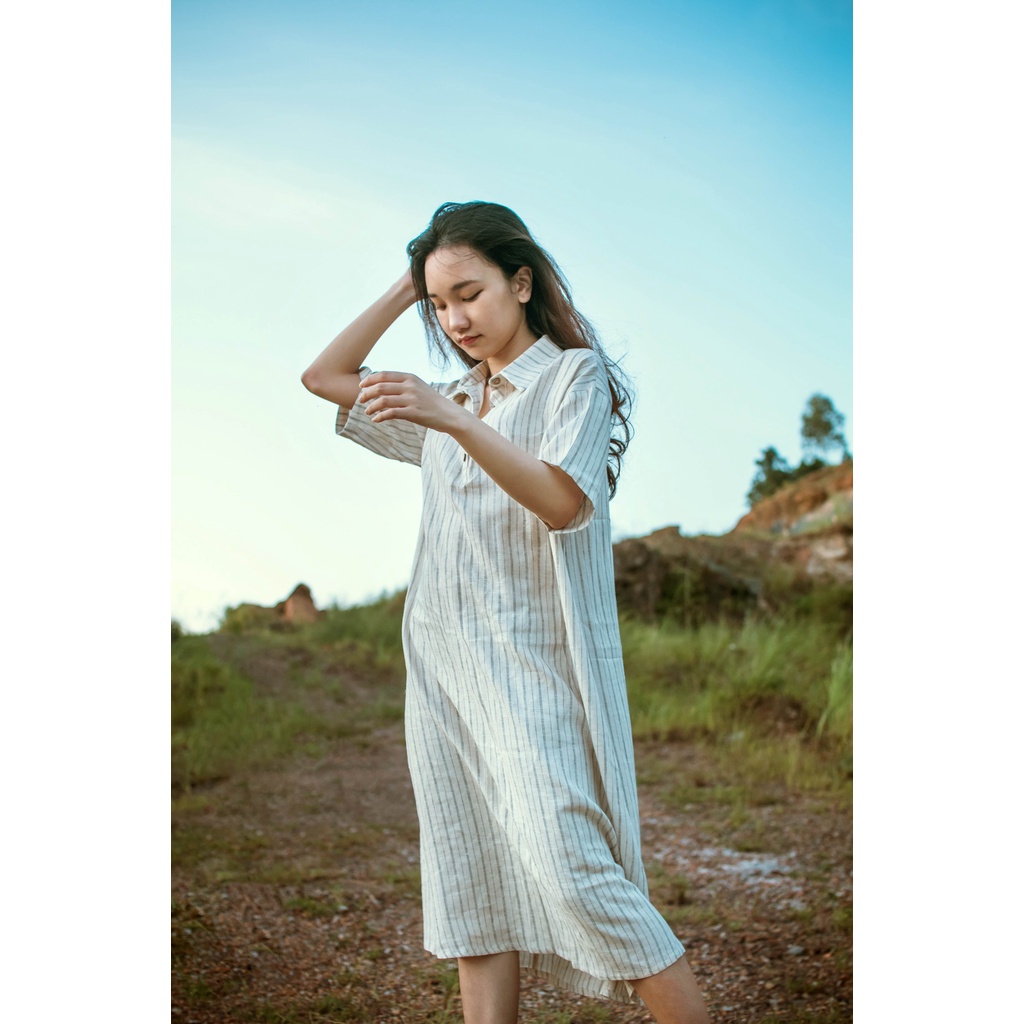 Váy Sơ mi Linen Kẻ