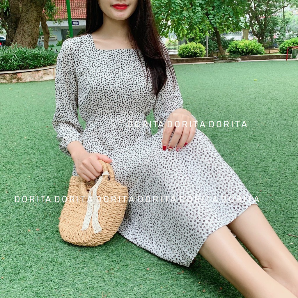 Váy hoa nhí vintage dáng dài, Đầm hoa nhí siêu Hot 2020, Váy hoa nhí - Dorita Boutique