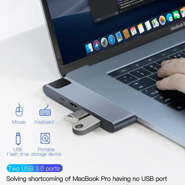 Hub Đa Năng 7 In 1 Baseus Thunderbolt 3 HUB USB C Loại Kép-C 7in1 USB 3.0 Loại C HUB