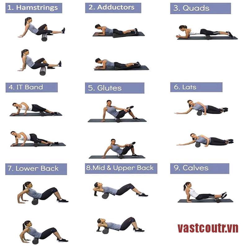 Con Lăn Xốp Tập Yoga Màu Đen 3 Kích Cỡ 30 / 45 / 60 CM