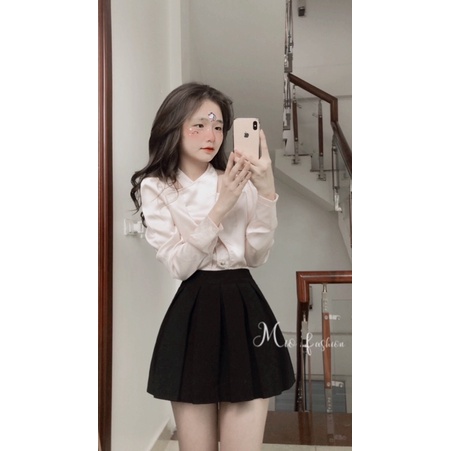 sơ mi cổ chéo ( ảnh thật shop chụp)