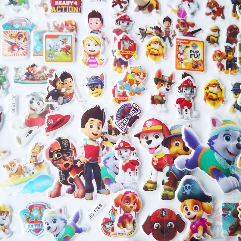 ▶ Hình Dán Đồ Chơi PAW Patrol Q-2 DIY ◀ 1 Tờ / 5 Tấm Sticker 3D Hình Nhân Vật Hoạt Hình Ngộ Nghĩnh