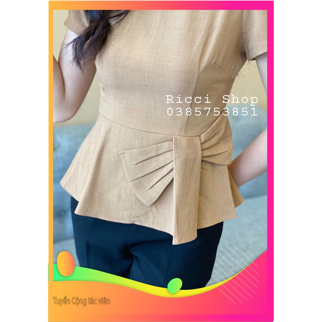 Áo Eo Nơ chéo, đuôi xòe, cổ tròn-A241-Ricci