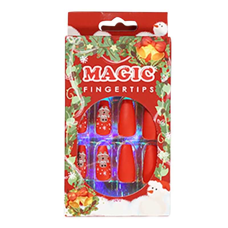 Set 24 Móng Tay Giả Trang Trí Chủ Đề Giáng Sinh