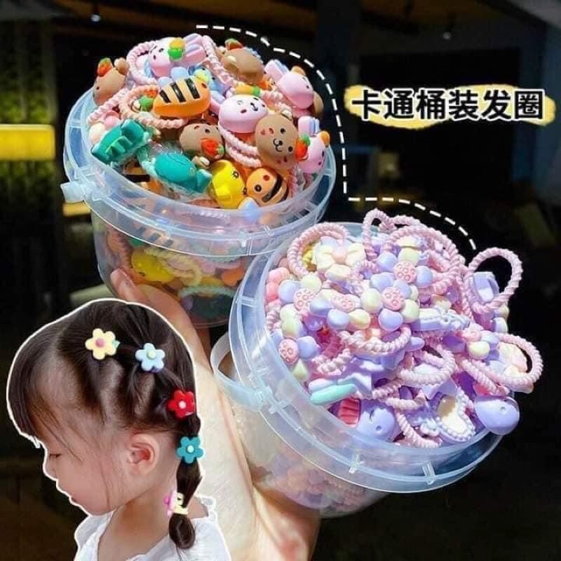 Hộp 50 chun tóc hình ngộ nghĩnh cho bé