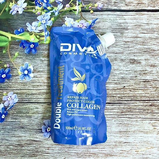 Kem hấp, ủ ,xả tóc siêu mượt Collagen DIVA Cosmetics Double Treatment 500ml