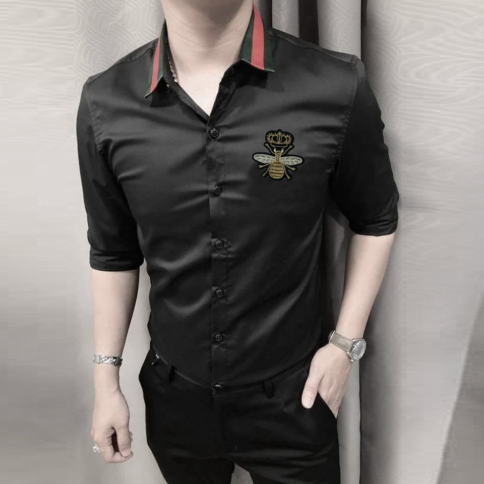 [HÀNG HOT] ÁO SƠ MI KAKI LỤA THÊU ONG CAO CẤP SM29