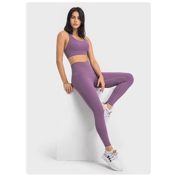Quần Tập thể Thao Dáng Dài Cạp Đắp Chéo Thiết Kế Túi Sườn Quần Tập Gym Yoga Nữ Cao Cấp Lululemon Wunder Under 2022