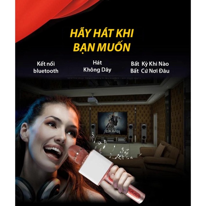 Micro Karaoke Bluetooth Floveme - SD08 Cấm Tay, bass chuẩn, pin 2600mah, Kết nối không dây, Âm thanh chân thật, loa to