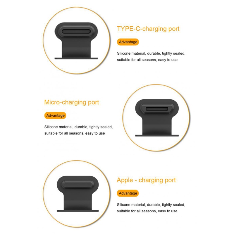 Nắp Đậy Cổng Sạc Micro USB Type-C Bằng Silicone Mềm Chống Bụi &amp; Mất
