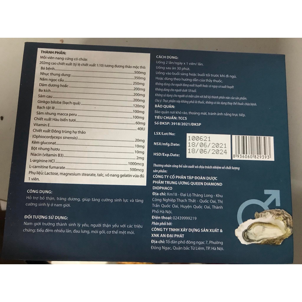 Viên bổ thận HÀU BIỂN - Tinh chất Hàu Biển OB- Tăng cường chức năng sinh lý nam ( Hộp 2 lọ x 30 viên)
