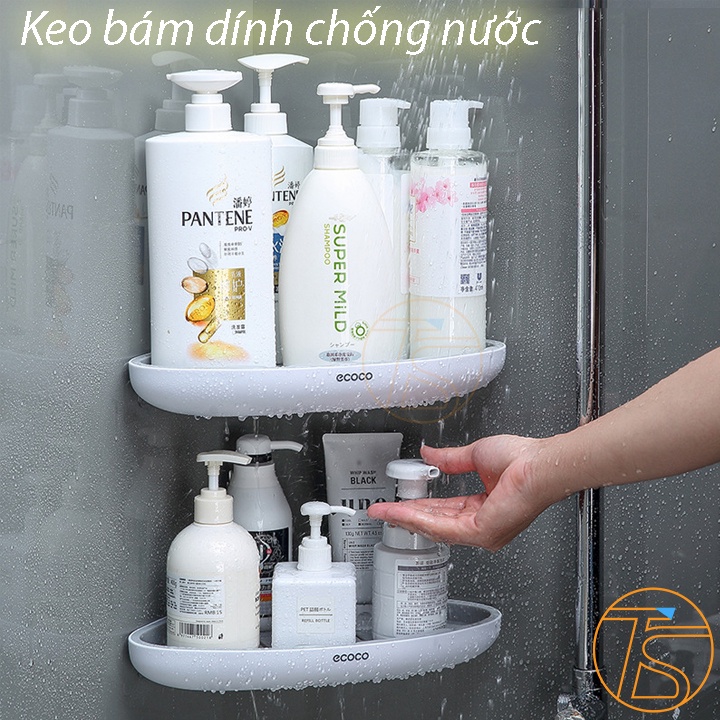 Kệ Góc Phòng Dán Tường Ecoco E2030 Để Đồ Trong Nhà Tắm, Nhà Bếp Chống Nước Chịu Lực