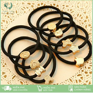 Lẻ cột tóc dây đen họa tiết đơn giản mà tinh tế