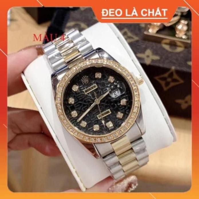 [Free Sip]  [Siêu Phẩm]  Đồng hồ nam rolex dây kim loại viền đính đá hoàn hảo - Đồng hồ Rolex Việt Nam