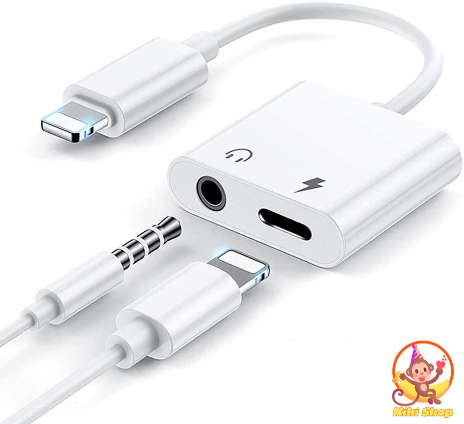 Splitter Adapter 2 In 1 Bluetooth Audio IPhone Adapter Charging Earphone Cable for IPhone 12 11 Pro Max 3.5mm Jack Earphone Aux Cable Splitter