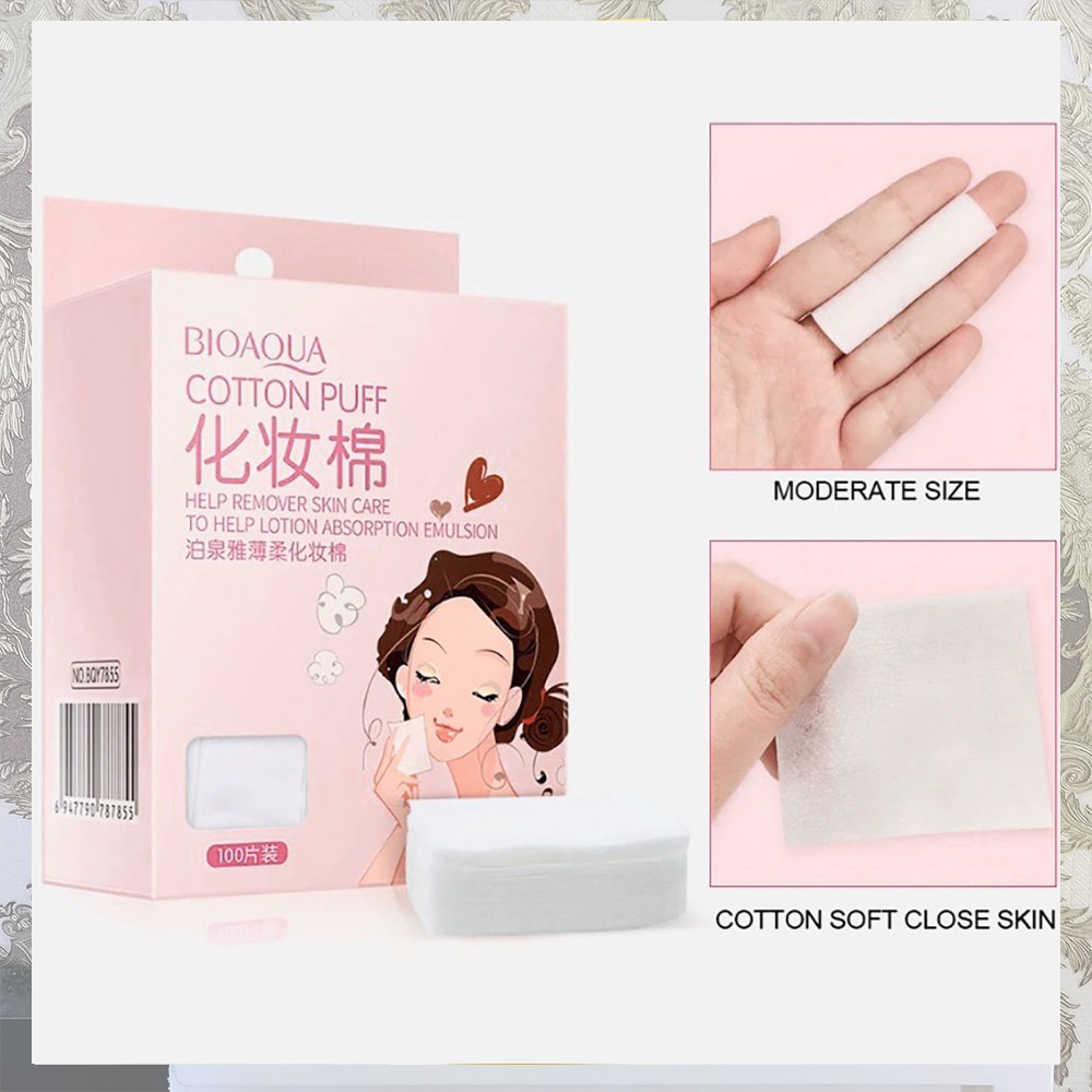 Hộp 100 miếng Bông tẩy trang Bioaqua cotton mang đi du lịch tiện lợi