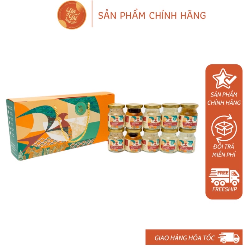 GÓI QUÀ 10 HŨ - Yến Thị - Yến Chưng Sẵn - 30% yến tươi nguyên chất - Hũ 70ml