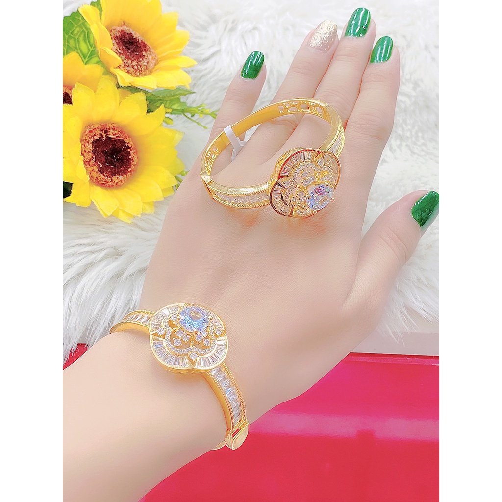 Vòng tay UHA mạ vàng 18K, vàng trắng bền màu thiết kế cao cấp sáng lấp lánh V460
