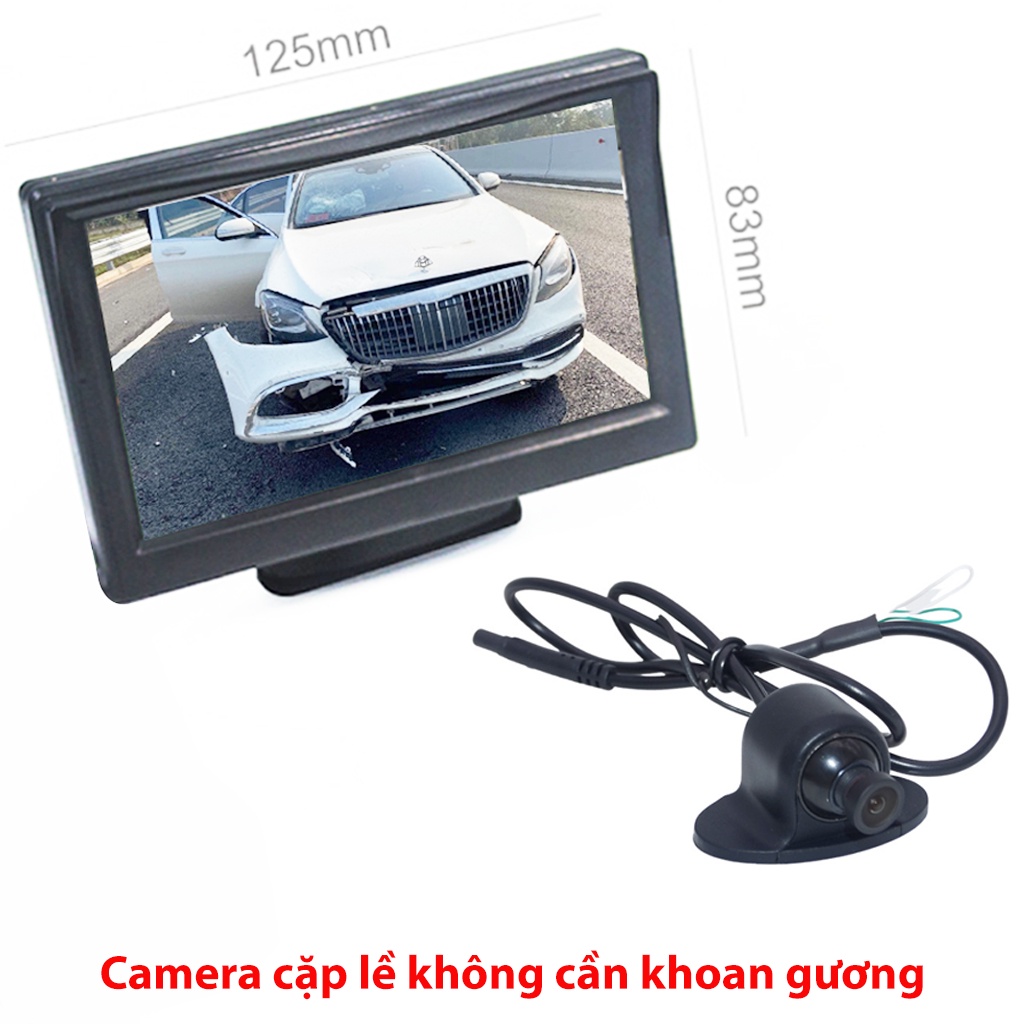 Bộ camera cập lề dán gương, không cần khoan gương, màn hình taplo 5 inch, camera cặp lề độ phân giải cao