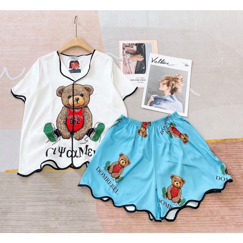 Đồ bộ nữ mặc nhà FM Style chất lụa xuất xịn thiết kế thoãi mái dễ thương mát mẻ họa tiết gợn sóng 210811001 | BigBuy360 - bigbuy360.vn