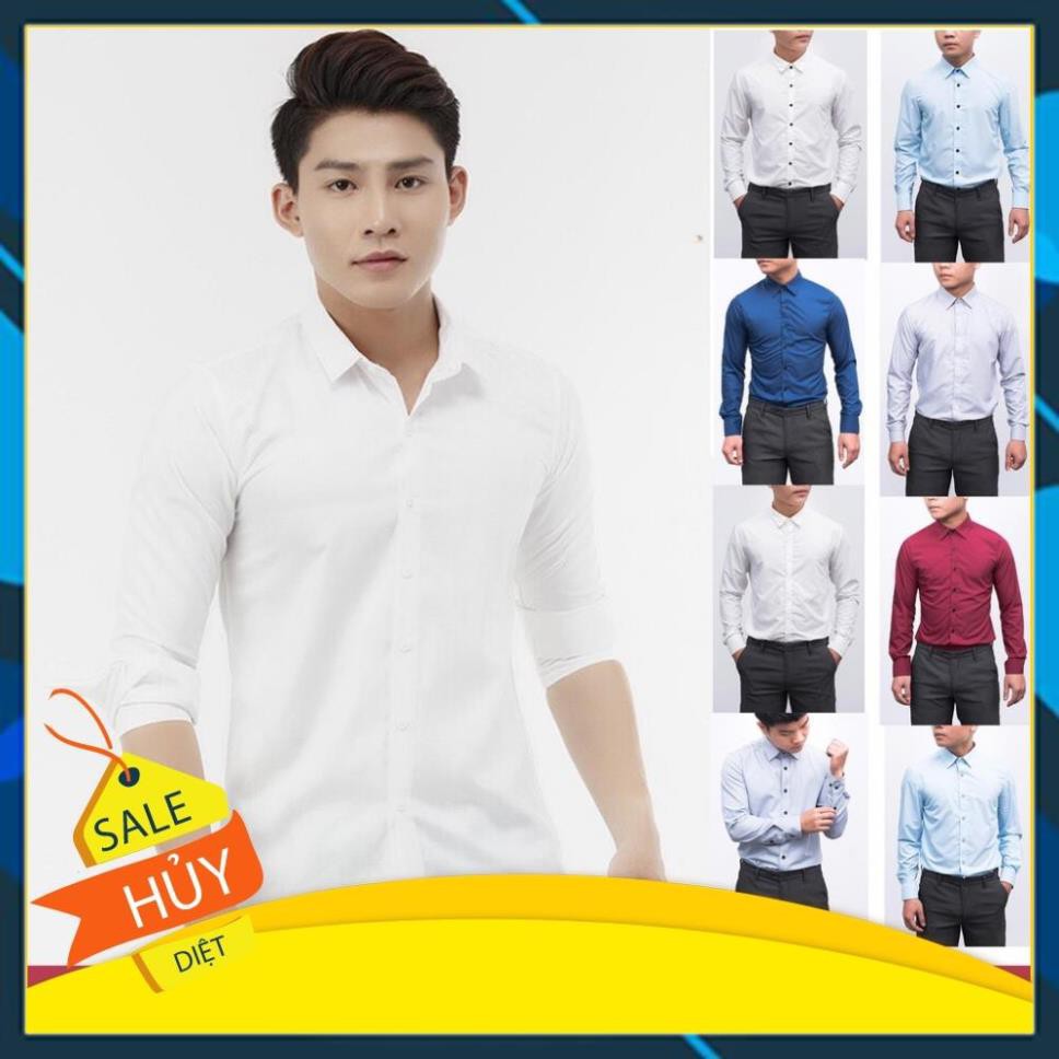 áo sơ mi nam Trắng không nhăn SMT002- Sơ mi nam màu Trắng dáng ôm Body hàn quốc Dole Shop