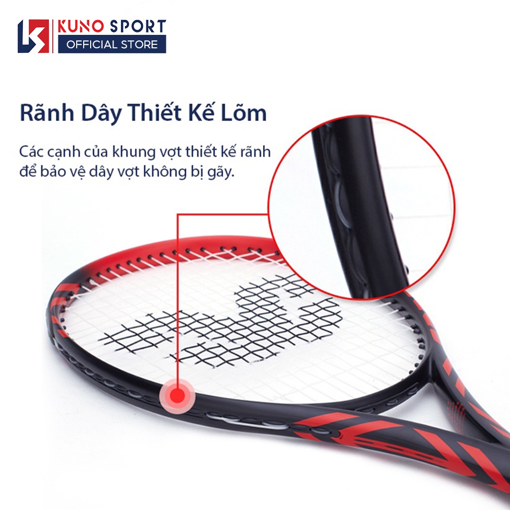 Vợt Tennis CROSSWAY W205 Sợi Carbon Cao Cấp Tặng Kèm Bộ Đế Và Bóng Tập Luyện