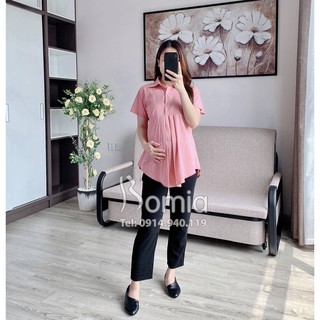 Áo bầu dáng sơ mi 1 màu