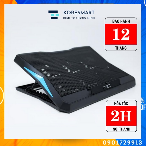 Đế tản nhiệt laptop MC Q3, Giá đỡ tản nhiệt 6 quạt điều chỉnh, 2 cổng kết nối USB, decor góc làm việc,học tập