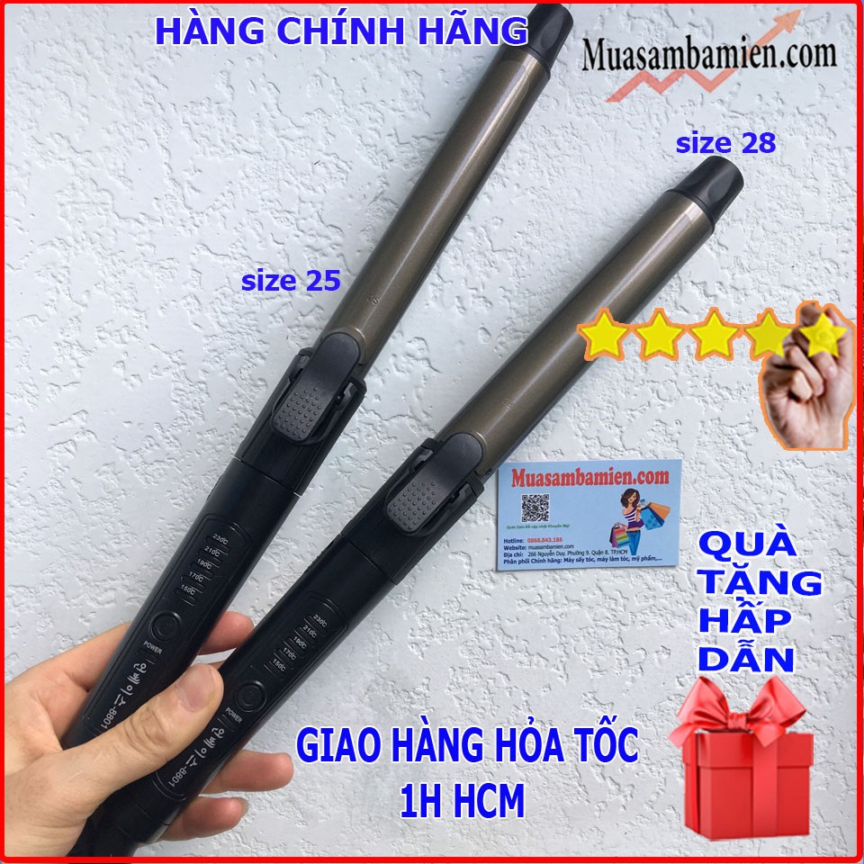 Máy uốn tóc cao cấp Hàn Quốc 8801 Xoay trục 360 độ Chuyên nghiệp TẶNG KÈM KẸP VỊT