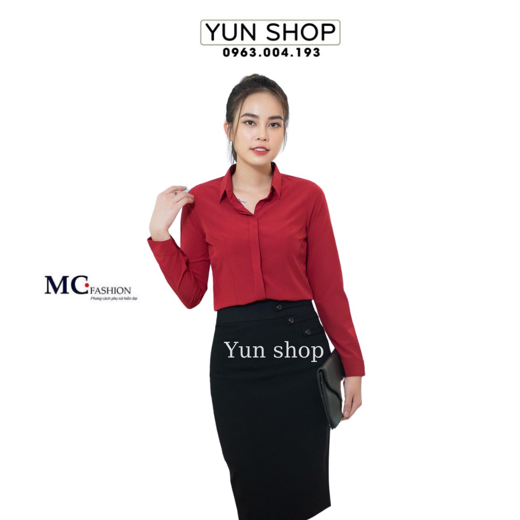 Áo sơ mi công sở dài tay - MC Fashion A198 màu đỏ đô
