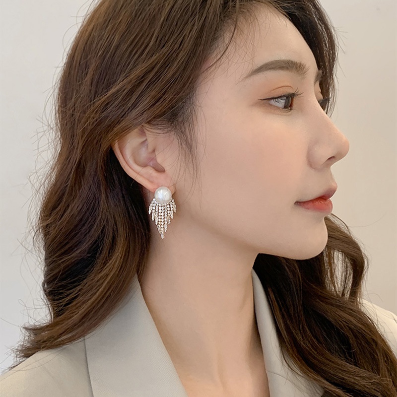 Bông Tai Tua Rua Hình Trái Tim Đính Ngọc Trai 2022 Cho Nữ AAA S925