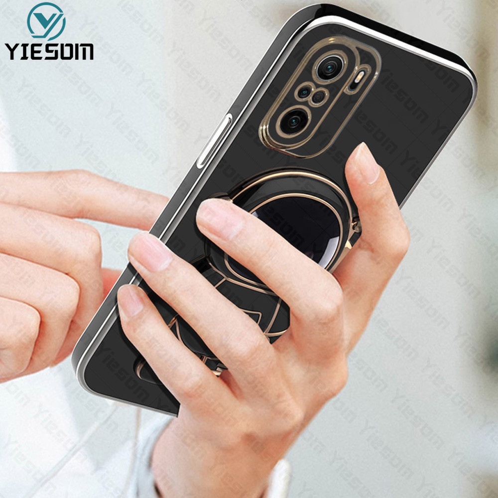 Ốp Điện Thoại Silicon Mềm Có Giá Đỡ Hình Vuông Mạ Sang Trọng Cho Xiaomi Poco F3 X3 GT X3 X4 Pro 5G M3 M4 Pro 4G