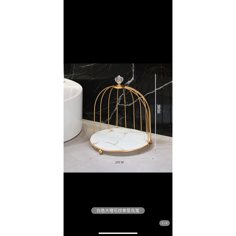 Kệ Lồng Chim Đựng Mỹ Phẩm, Phụ Kiện, Đồ Trang Sức, Bánh Ngọt Hoa Quả Decor Bàn Ăn, Sảnh Tiệc, Bàn Trang Điểm - Sindecor