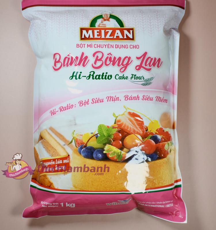 Bột mì chuyên dụng cho bánh bông lan Meizan Hiratio cake flour 1kg/túi