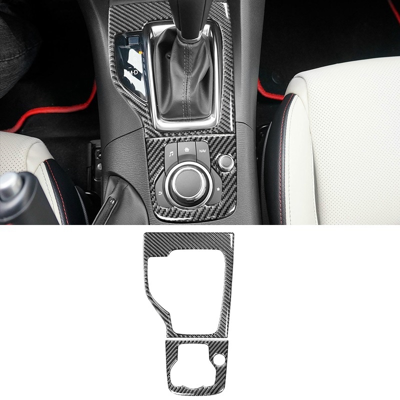 Viền bọc núm gạt cần số bằng sợi carbon cho Mazda 3 Axela 2014 2015 2016 2017