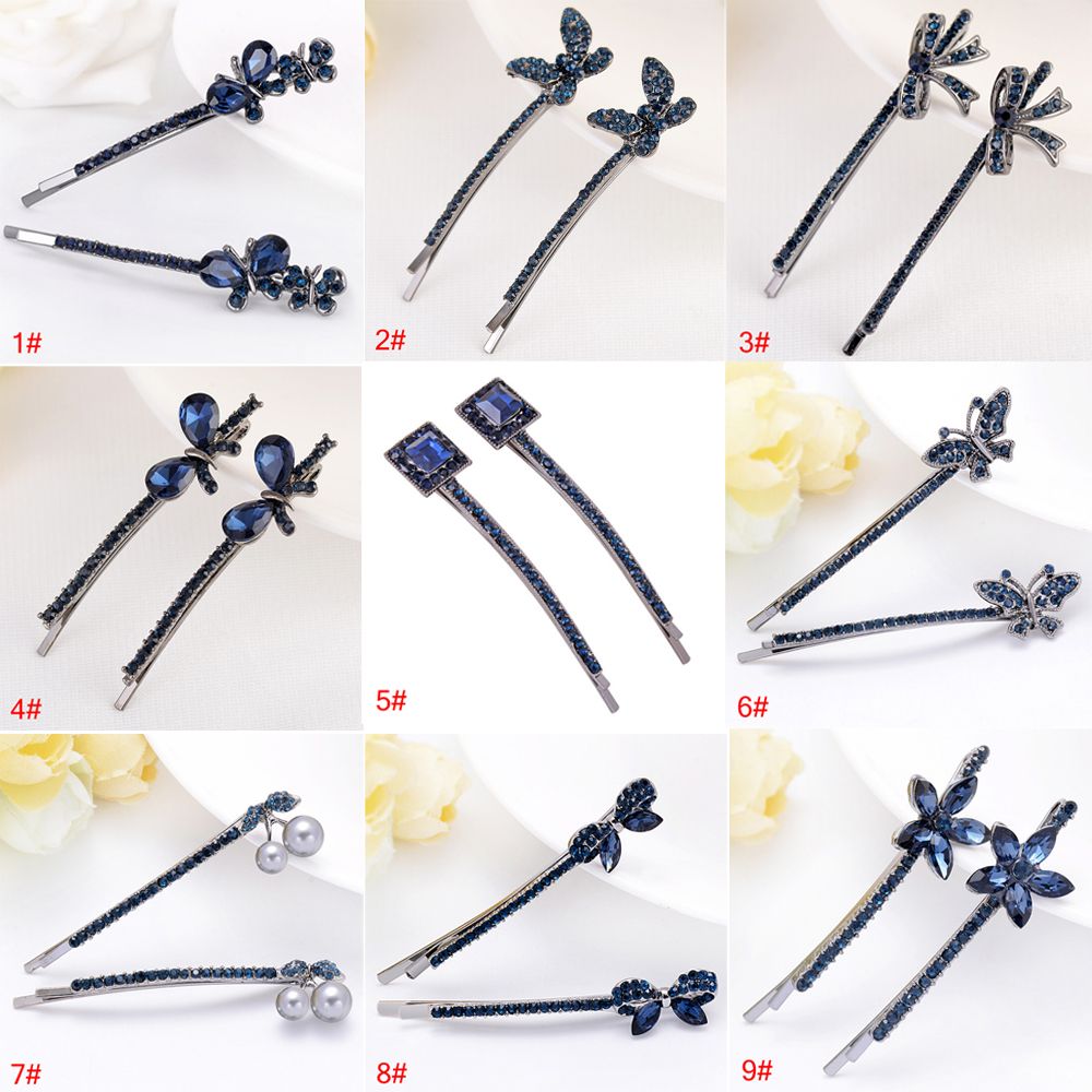 (Hàng Mới Về) 1 Cặp Kẹp Tóc Đính Đá Phong Cách Cổ Điển Cho Nữ