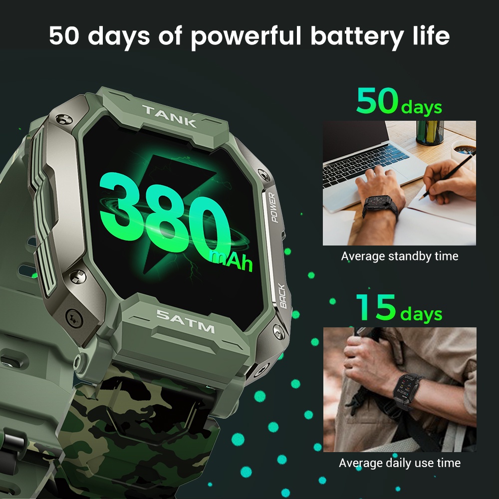 KOSPET TANK M1 Smartwatch Rugged Ngoài Trời Không Thấm Nước Đồng Hồ Thể Thao Cho Android IPhone